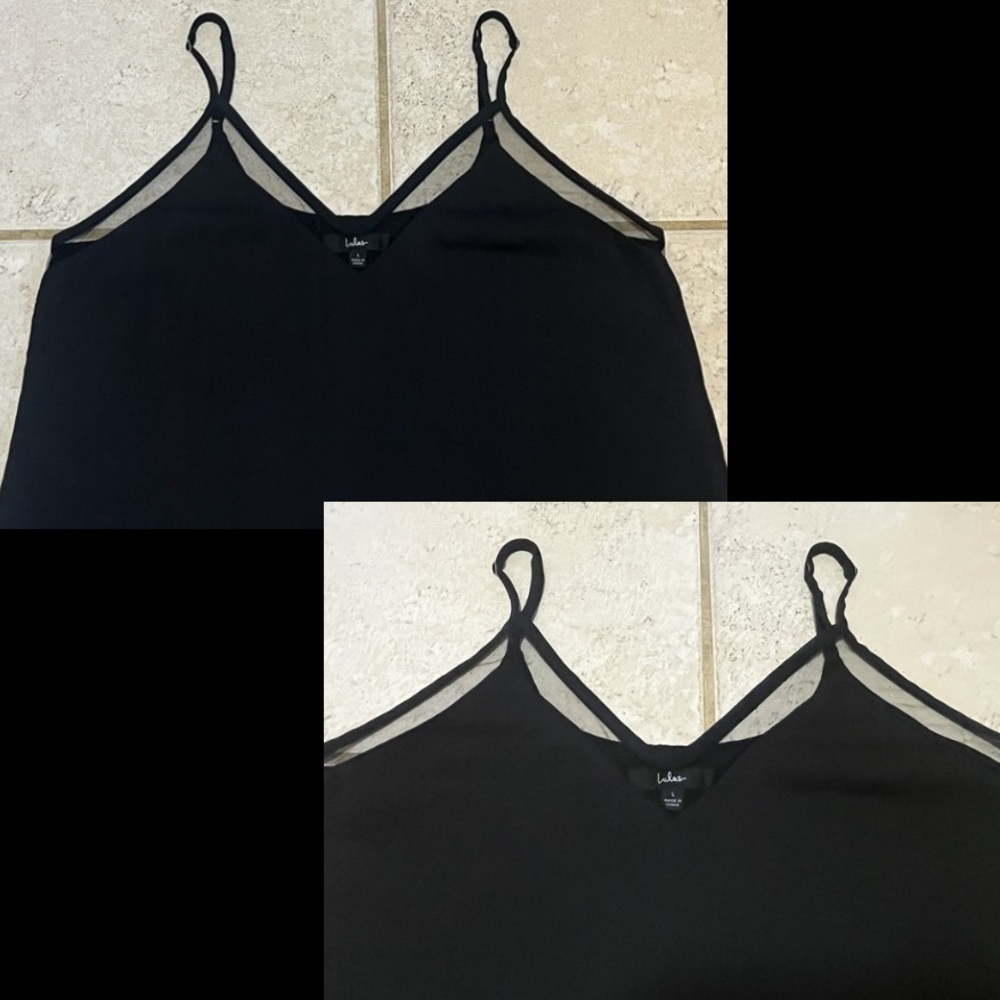 Lulus Women's Black Sheer Mesh V-Neck Tank Top - Picture 8 of 12
